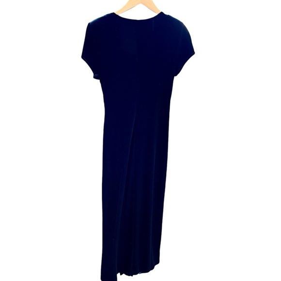 Vtg SCARLETT Stretch Velvet  Midi Pencil Dress Sz 9/10 Black Queen Ann Neckline - Picture 7 of 14